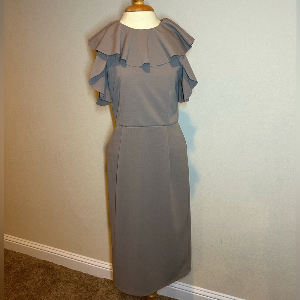 NWT ASOS brown ruffle dress